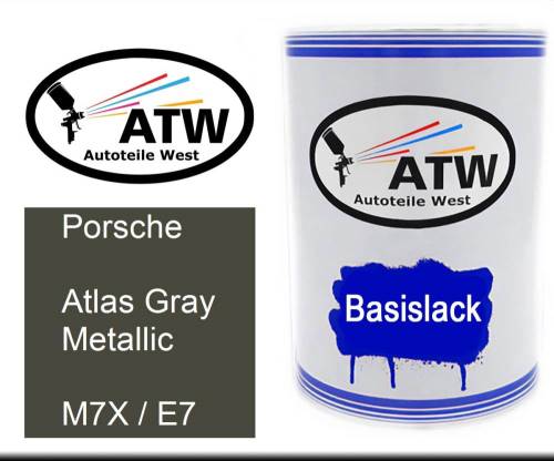 Porsche, Atlas Gray Metallic, M7X / E7: 500ml Lackdose, von ATW Autoteile West.